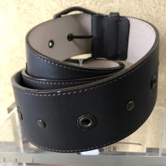 Donald Pliner Belt Expresso Leather Metal Studs 2\